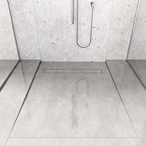 Aquabad Edelstahl Gefälleprofil Clive für begehbare Dusche 100cm, rechtsversion, Kantenhöhe 12mm