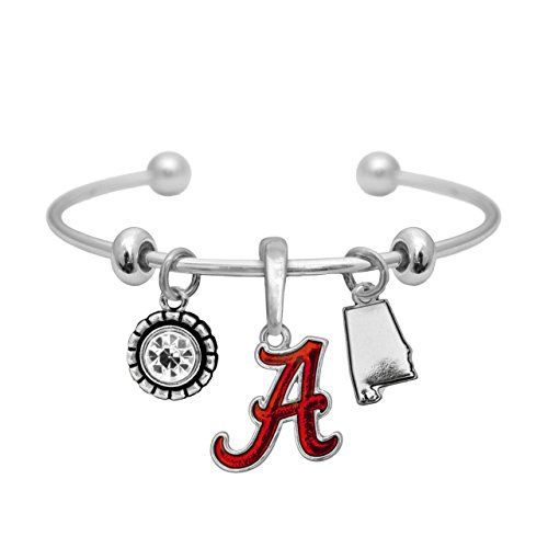 Sports Accessory Store Alabama Crimson Tide Home Sweet Home Silver Crystal Cuff Bracelet Jewelry UA