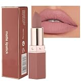 Matte Lipsticks for Women Long Lasting - Non Stick Cup Velvet Lip Gloss Lip Stain/Matte Nude Hot Pink Lipstick/Hydrating High Pigmented Smooth Lipsticks for Women Girls (03 Nude)