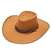 Adult Casual Solid Summer Western Fashion Cowboy Sun Hat Wide Brim Travel Sun Straw Cowboy Hats for (Khaki, One Size)