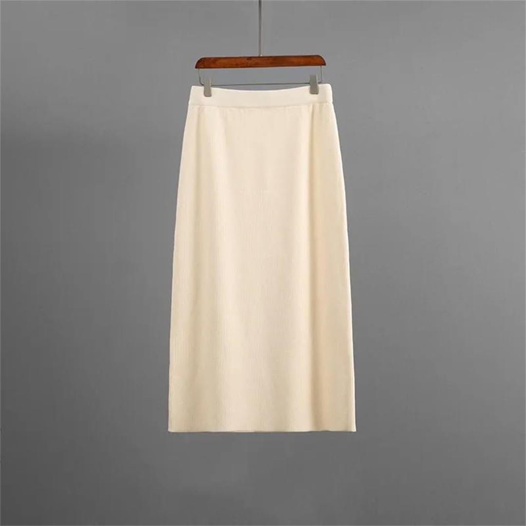 Women Two Piece Sets Skirt Set Round Neck Full Sleeve Knitted Tops Long Skirts A Line High Waist Work