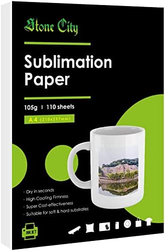Sublimation Paper 110 Sheets A4 for Heat Transfer, Tumbler, DIY Gift, Mug, T-shirt, Light Fabric Compatible with Inkjet Printer with Sublimation Ink