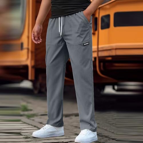 Men's Casual Joggers Pants Regular Fit Open Bottom Elastic Waist Drawstring Chino Trousers Sweatpants, S-2XL3