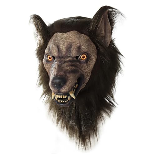 Masque de loup réaliste pour adulte avec lumière LED intégrée pour soirée déguisée