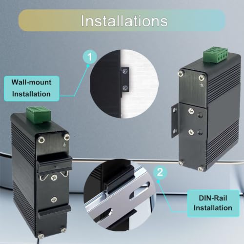 Image of Mini Managed Industrial 5-Port Gigabit Ethernet Switch Solar Power 5x10 /100 /1000BASE-T RJ45 Switch Support Web Management,QoS,Vlan Din Rail /Wall Mount Easy Smart Managed Network Switch
