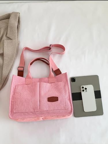 Image of Cherry Tote Bag for Women Canvas Patched Purse Cute Shoulder Bag Multi-Pocket Satchel Handbag for work travel