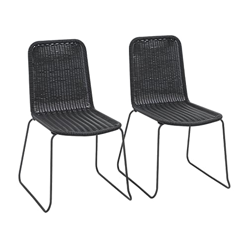Cobana Patio Dining Chairs, Set Of 2 Outdoor All Weather Metal Chairs For Garden, Porch, Backyard, Black #TOP23