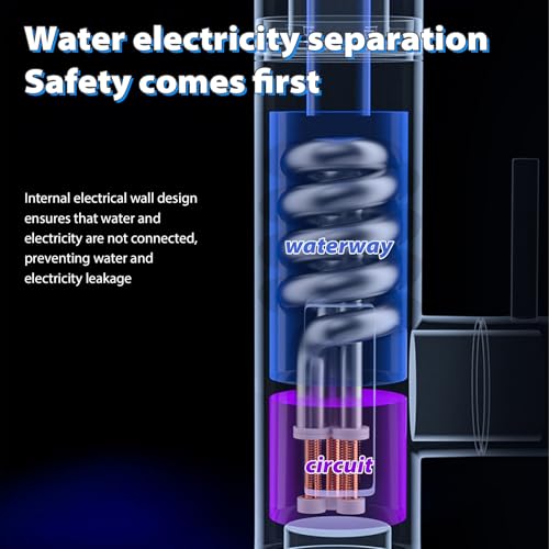 Wasserhahn mit Durchlauferhitzer, Edelstahl Elektrischer Durchlauferhitzer Wasserhahn mit 360 ° Drehbarer und LED Temperaturanzeige für Camping, Garten, Küche, Bad(220V 3000W, EU Stecker)