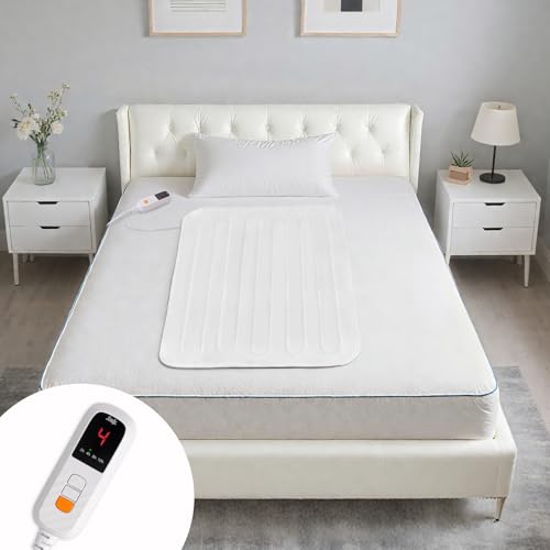 Sealy Heated Mattress Pad Mini Twin Size31x 55Electric Mattress Pad Bed Warmer with 9 Heat Settings & 10 Hours Auto Off Machine Washable White