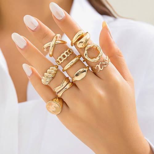 futimely 14k gold stackable knuckle rings set for women teen girlsaesthetic silver 10pcs trendy dainty open midi rings setmidi finger rings pack jewelry gifts