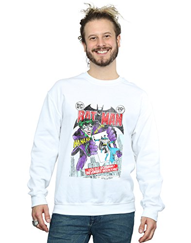 DC Comics Homme Batman Joker Playing Card Cover Sweat-Shirt Blanc XX-Large