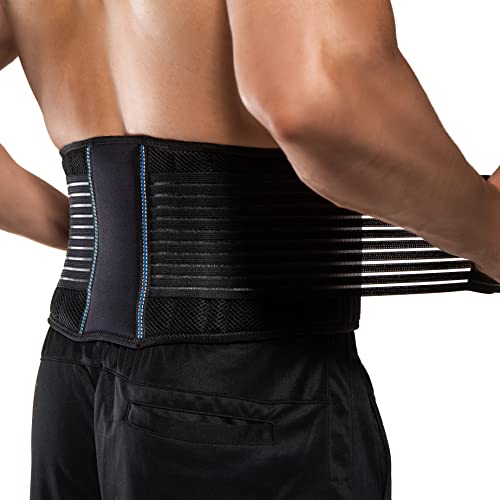 BraceUP Back Brace for Men and Women - Breathable Waist Lumbar Lower Back Support Belt for Sciatica, Herniated Disc, Scoliosis Back Pain Relief, Heavy lifting, with Dual Adjustable Straps (L/XL) #1