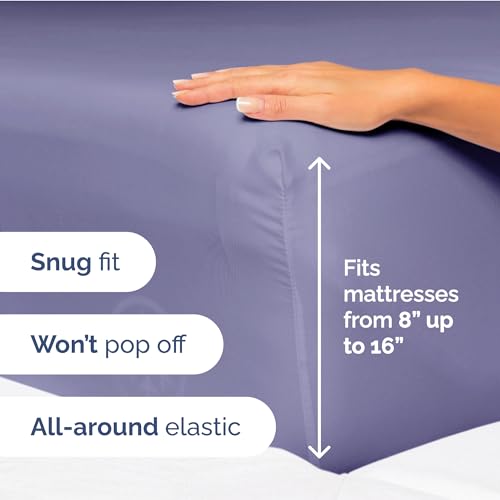 Image of King Size 4 Piece Sheet Set - Ultra Soft & Cooling Sheets - French Violet | Fits 8 Inch to 16 inch Mattress, Wrinkle Free & Fade Resistant with Deep Pockets, Breathable, Comfy Hotel Luxury Bedding