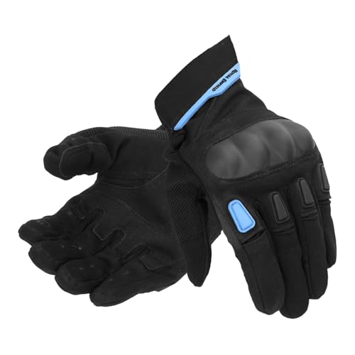 Image of Royal Enfield Kommuter Riding Gloves | Impact Resistance:TPR Knuckle Protectors | Throttle Control:Reinforced Palm Grip | Steady Grip:Microsuede Palm Patch | Breathable Construction | Black & Blue XL