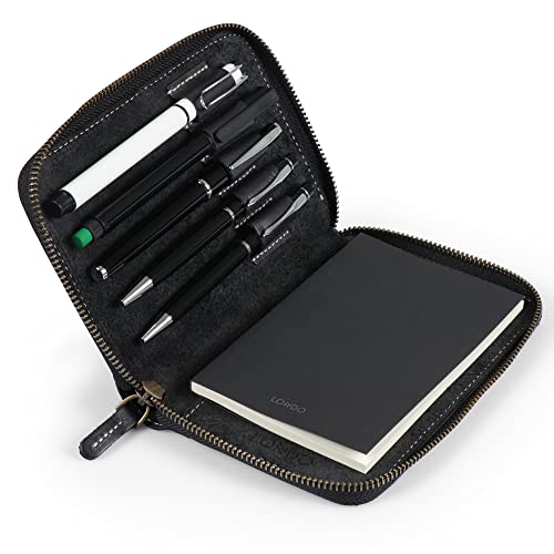 Londo Echtleder Padfolio – Portfolio Ordner mit Bleistifthalter, Notizblock & Reißverschluss für Business, Büro & Reisen