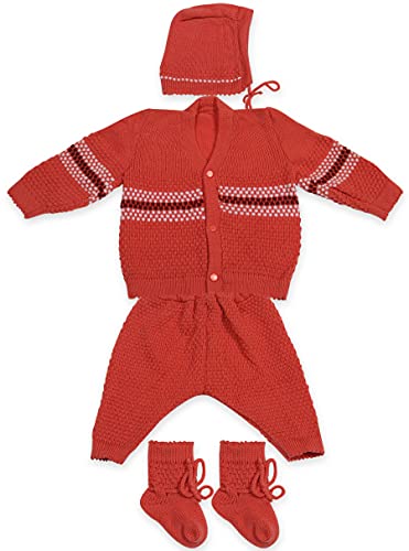 Image of CUBS & HUGS Baby-Boys Wool V-Neck Knitted Sweater Leggings Cap Booties