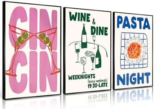 Funky kitchen Wall Art Trendy Cin Cin Cheers Poster Retro