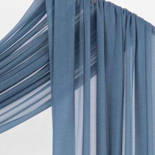 Image of Socomi Wedding Arch Draping Fabric 29 inch x 20Ft 4 Panels Dusty Blue Sheer Outdoor Curtain Drapes Extra Long for Bridal Baby Shower Ceremony Birthday Party Decor