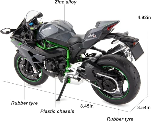 Image of Metal Kawasaki Ninja H2R Motorcycle Model (Gray), 3+ Years