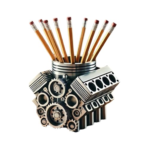 Générique Pot à Crayons Style Moteur V8 | Organisateur de Bureau Stylos & Pinceaux | Décoration Bureau | Idée Cadeau Originale Mécanique