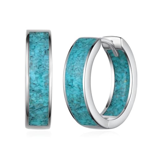Hoop Earrings for Men 925 Sterling Sliver Turquoise Hoop Earrings Turquoise Jewelry Gifts for Men
