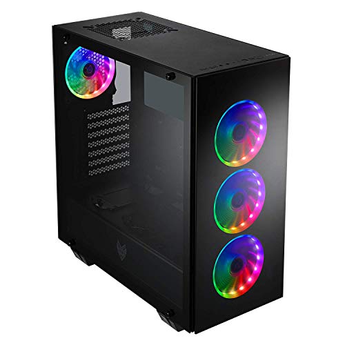Gabinete para PC FSP ATX Mid Tower CMT510 Plus para juegos con 3 paneles de vidrio templado y 4 ventiladores ARGB miniatura 3