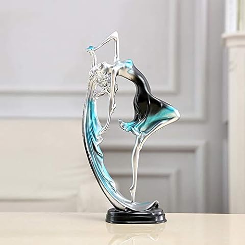 JMAHM Women Ornaments Girl Figurine Sculptures Resin Oversized Decoration Crafts for Home Living Room (34cm, Blue) Cover