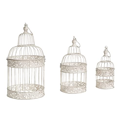 Biscottini Set 3 Gabbie Vintage Porta Candele da Esterno e Interno | Gabbie Shabby Chic Decorazioni