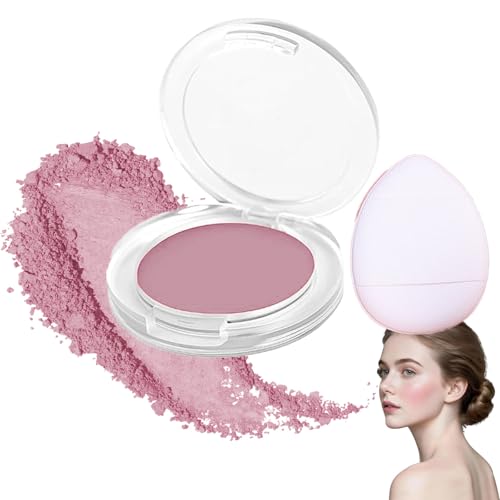 Image of Peach Sugar Matte Finish Blush Powder and Highlight Palette Cream - Natural Nude Face Makeup Compact with Puff for Cheek Color and Glow Enhancement, Lightweight Long-Lasting Texture for Mature Skin
