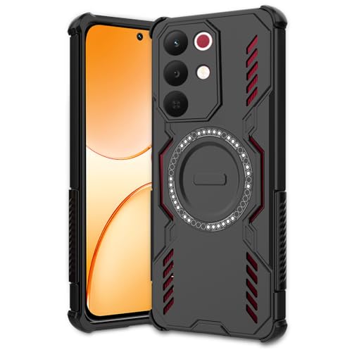 Image of AESTMO Back Case Cover for Realme 15X 5G / C85 5G | Magnetic Case with Built-in Metal Ring | Compatible with MagSafe Accessories | Shockproof Hybrid (PC + TPU, Black)