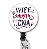 Rkvre Wife Mom CNA Nurse Badge Clip Retractable Badge Holder Nurse Badge Doctor Lanyard Nurse ID Badge Holder Alligator Clip Nylon Cord