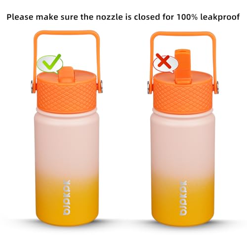 Image of BJPKPK Insulated Water Bottle, 15oz Stainless Steel with Straw Lid