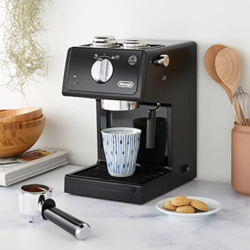 De’Longhi ECP 31.21 Espresso Siebträgermaschine | Siebträgerhalter mit Aluminium Finish | Milchschaum Düse | Filtereinsatz für 1 oder 2 Tassen Espresso | Auch für Pads Geeignet | Schwarz - 9