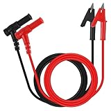 Multimeter Alligator Clips to Banana Plug Test Leads 4mm Right Angle Silicone Wire for Electrical Testing Leads 1000V