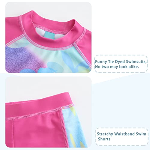 Image of Girls Rash Guard Set for Girls Long Sleeve Swimsuits Hawaiian Two Piece Bathing Suits Swimwear Set