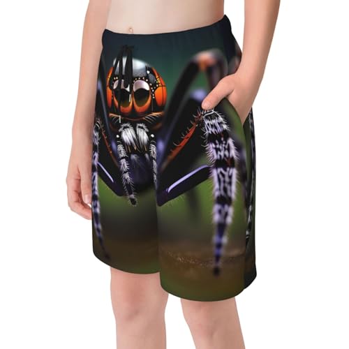 Tropical Rainforest Spiders Youth Beach Pants, Soft and Breathable, with Drawstring Waist, Suitable for Sports and Leisure.4