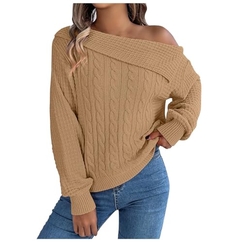 Suéter casual de mujer con hombros descubiertos y solapa para otoño