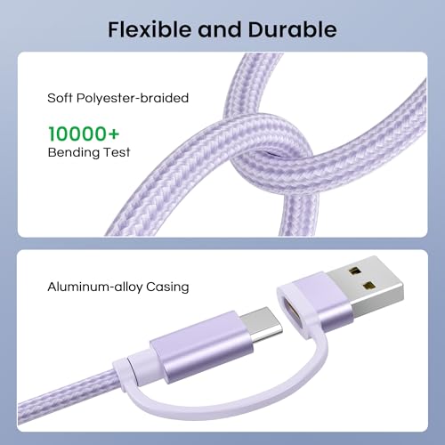 Image of Basesailor 4 in 1 USB C to USB C Cable 10ft iPhone 16 15 14 13 Mini Plus Max,60W Fast Charging Multi Charger Cord with USBA Adapter /iOS /Type C for Apple iWatch 10 9 8,MacBook Pro,iPad,S25 S24 S23,17