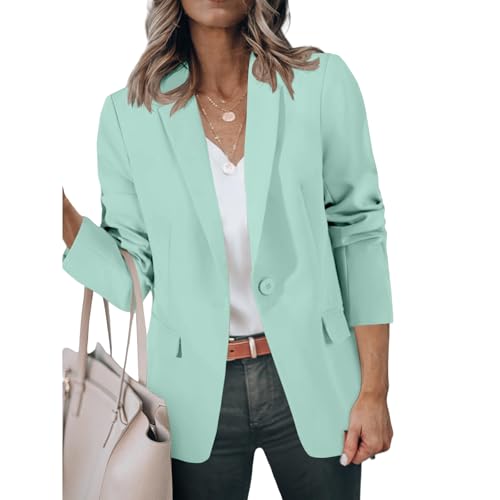 Womens Casual Blazers Open Front Long Sleeve Blazers Solid Color Profession Business Work Office Suit Jackets Blazer3