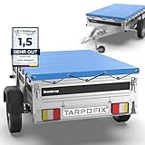 Tarpofix® Anhängerplane Flachplane 264 x 135 x 7,5 cm - randverstärkte Anhänger Plane (blau) - langlebige Anhänger Abdeckplane für Brenderup 2260 Serie PKW Anhänger 750-1300 kg I FP3-14
