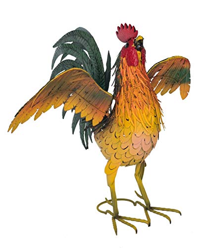 Fountasia Animal Kingdom - Figura decorativa de gallo con alas (metal), multicolor Cover