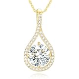 YIMERAIRE Moissanite Diamond Necklace Gift for Women, 925 Sterling Silver 7MM 1.2CTTW White Gold Lab Created Moissanite Diamond Pendant, 18+2 inches Chain- Christmas Birthday Gifts for Her, Wife, Mom