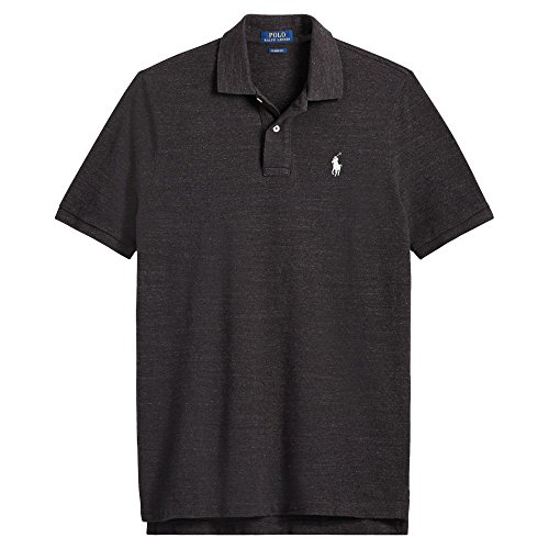 Image of Polo Ralph Lauren Men Custom Fit Mesh Pony Logo Shirt (S, BlackMarbleHth)