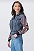 Flying Tomato Women's Boho Sweater Sleeve Denim Jacket (Denim, Large)