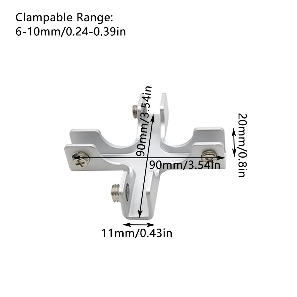 6-10mm/0.24-0.39in Cross Shape Glass Clamp Aluminium Alloy Glass Support Bracket Fit for 8-12mm Glass Thickness Come with Screws
