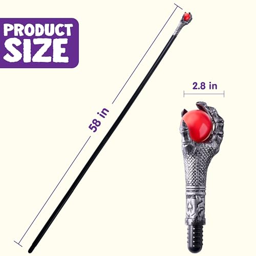Spooktacular Creations Halloween Walking Cane, Red Fire Dragon Claw Round Staff for Wizard Costume Scepter Accessories for Halloween Party Pretend Play Costume, Dress Up Parties - Thumbnail 7