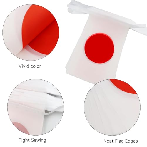 Image of Japan Flags Japanese String Flag Banners for Patriotic Events Independence Day Sports Bars Inside Outside Decorations 33 Feet 30 Flags