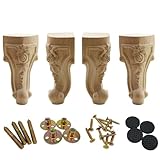 WEICHUAN Solid Unfinished Wood Carved Furniture Legs - Replacement Sofa Couch Chair Ottoman Loveseat Coffee Table Cabinet Furniture Wooden Legs & Feet (8' Set of 4)