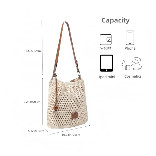 Eiyye Crochet Bag for Women Macrame Purse Handwoven Boho Shoulder Bag Lightweight Summer Beach Purse for Beach, Travel, Casual Daily Use2