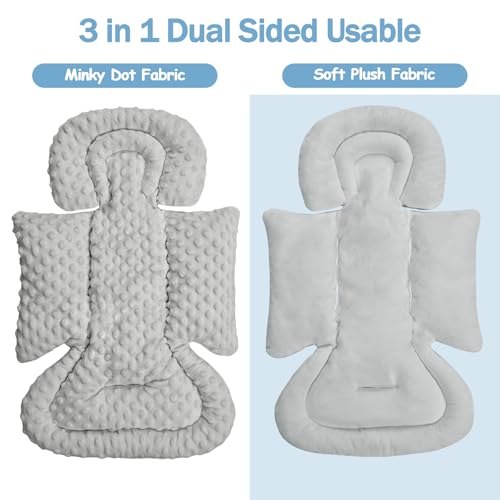 Image of Infant Car Seat Insert Boy Girl, 3 in 1 Newborn Carseat Insert with Strap Pads, Car Seat Head Support for Baby Strollers, Swings, and Bouncers, Comfortable and Machine Washable, Grey